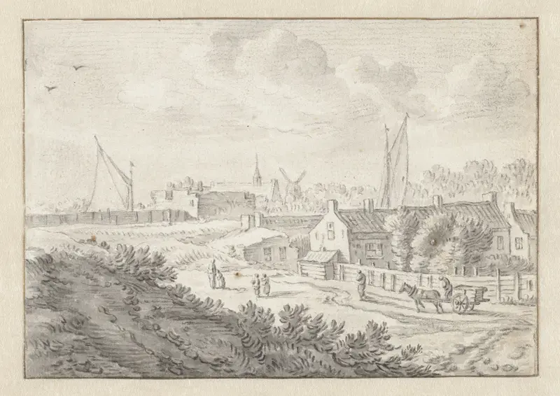 Gezicht op de stadswal van Utrecht bij de Probeertoren Wall Art by Herman Saftleven - High-Resolution Digital Print
