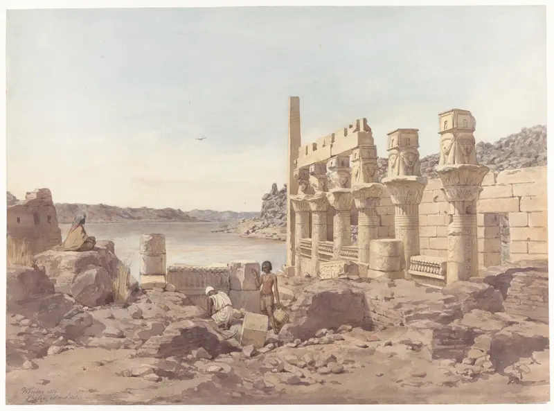 Gezicht op de tempelruïnes te Philae bij Aswan Wall Art by Willem de Famars Testas - High-Resolution Digital Print