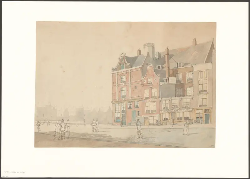 Gezicht op de Texelsche Kade, hoek Damrak Wall Art by Johan Martinus Anthon Rieke - High-Resolution Digital Print