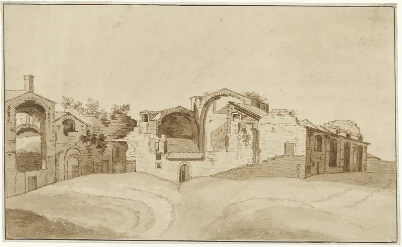 Gezicht op de Thermen van Diocletianus te Rome Wall Art by Charles Louis Clérisseau - High-Resolution Digital Print