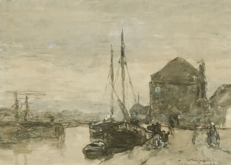 Gezicht op de Turfmarkt met de Eendjespoort in Haarlem Wall Art by Johan Hendrik Weissenbruch - High-Resolution Digital Print