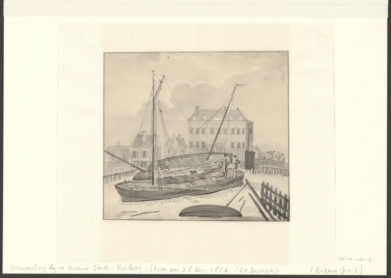 Gezicht op de verwoesting bij de Nieuwe Stadsherberg door de storm van 26 december 1836 Wall Art by Unknown - High-Resolution Digital Print