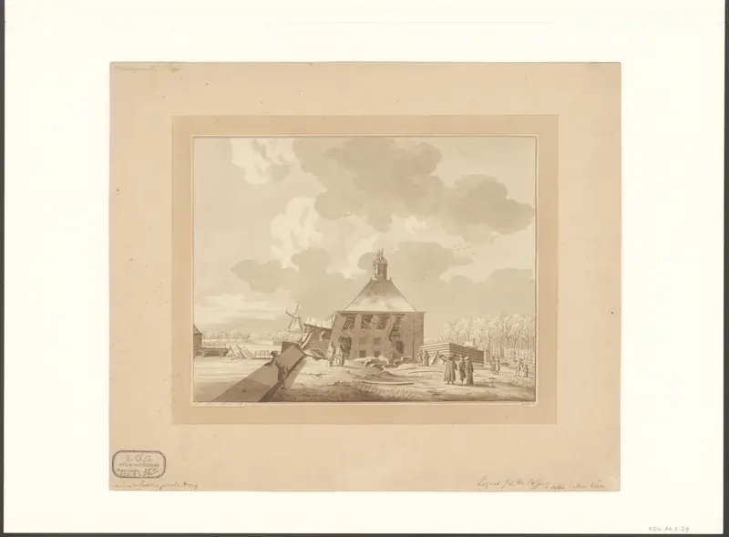 Gezicht op de verzakte Eerste Muiderpoort te Amsterdam vanaf de schans Wall Art by Unknown - High-Resolution Digital Print