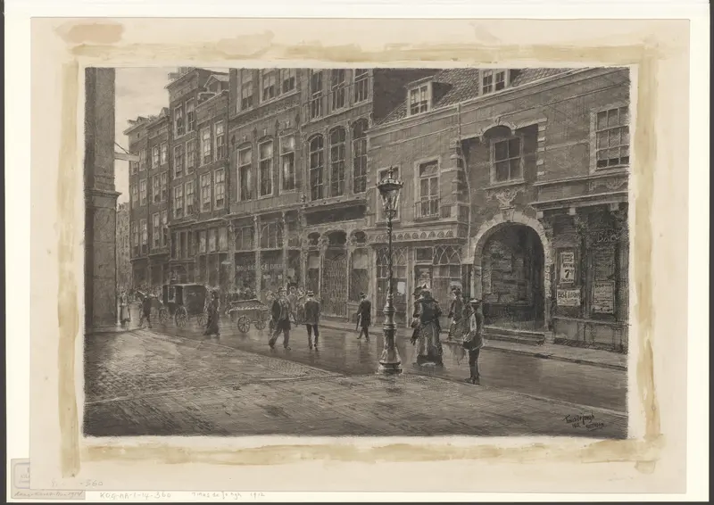 Gezicht op de Vijgendam met rechts het Beurspoortje Wall Art by Unknown - High-Resolution Digital Print