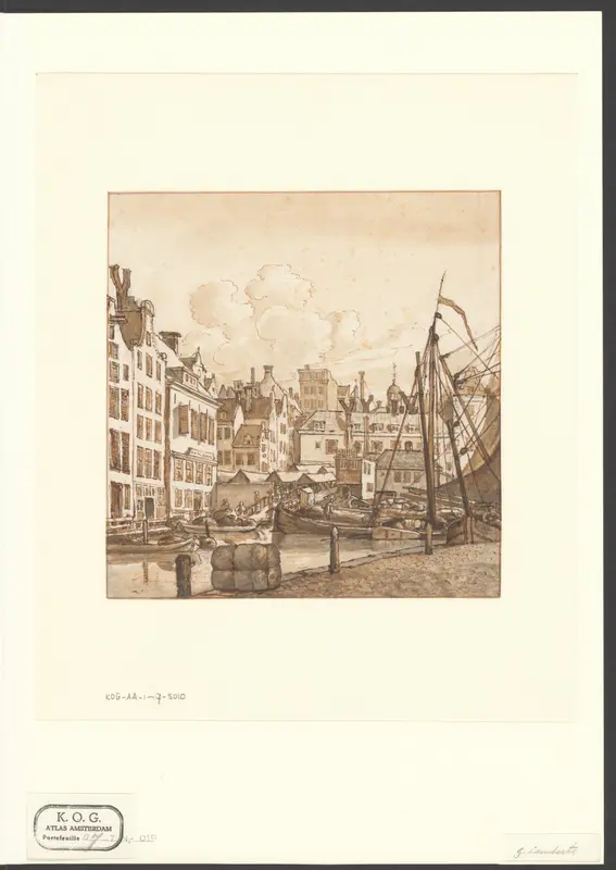Gezicht op de vismarkt aan het Damrak Wall Art by Unknown - High-Resolution Digital Print