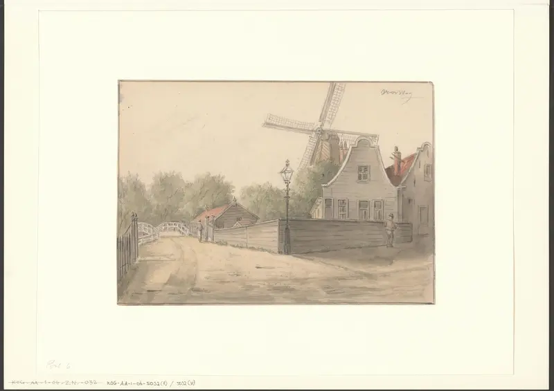 Gezicht op de Voorweg met molen De Valk Wall Art by Albert Martin - High-Resolution Digital Print