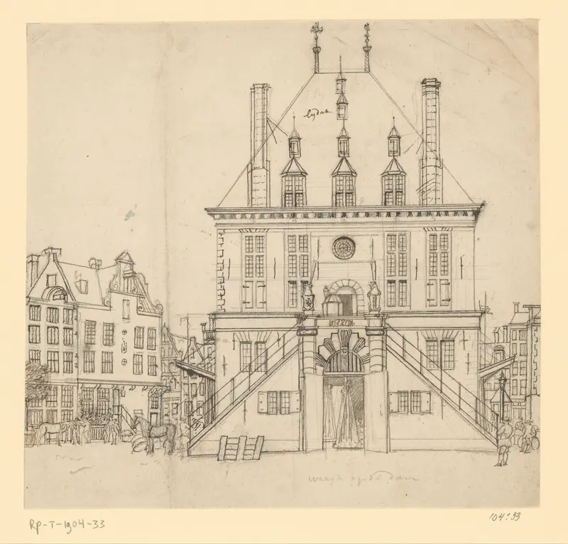 Gezicht op de Waag op de Dam te Amsterdam Wall Art by anonymous - High-Resolution Digital Print