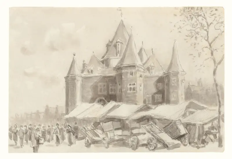 Gezicht op de Waag op de Nieuwmarkt Wall Art by Anthonie van Teijn - High-Resolution Digital Print