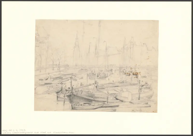 Gezicht op de Waalseilandgracht en de Montelbaanstoren Wall Art by Unknown - High-Resolution Digital Print
