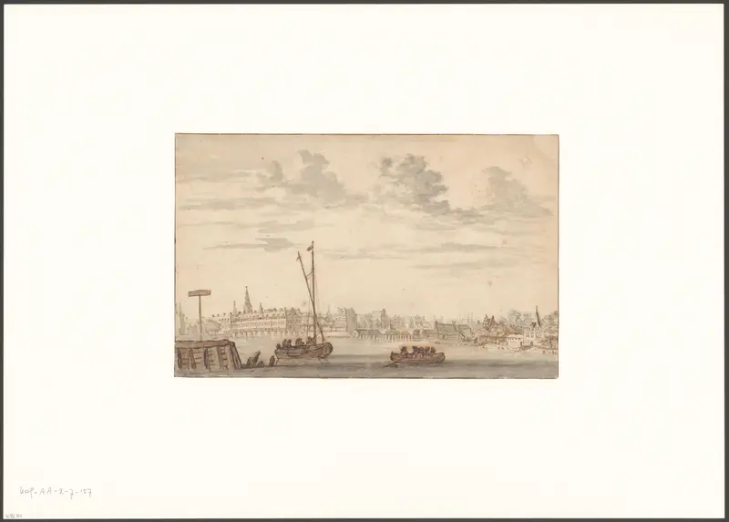 Gezicht op de Weesperzijde met de Blauwbrug Wall Art by Jan van Kessel (1641-1680) - High-Resolution Digital Print