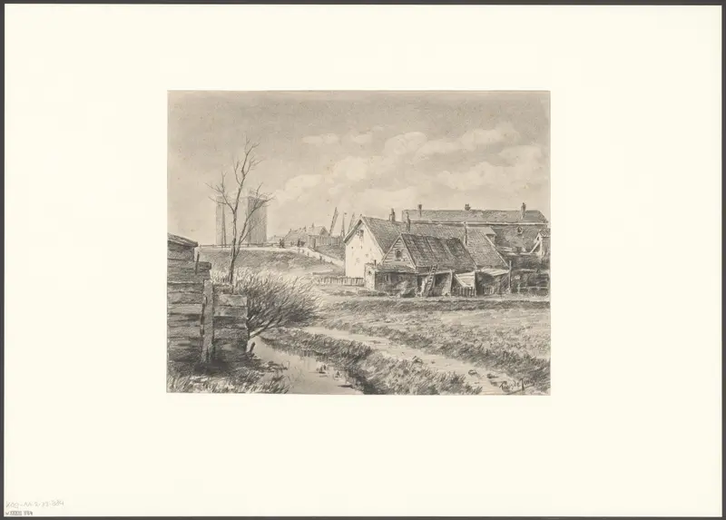 Gezicht op de Weesperzijde met spoorwegovergang Wall Art by Unknown - High-Resolution Digital Print