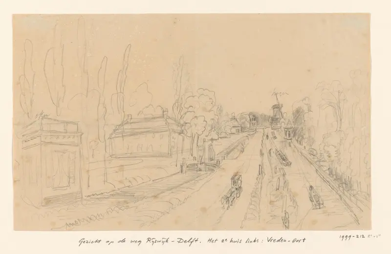 Gezicht op de weg Rijswijk-Delft, Zuid-Holland Wall Art by Adrianus Johannes Bik - High-Resolution Digital Print