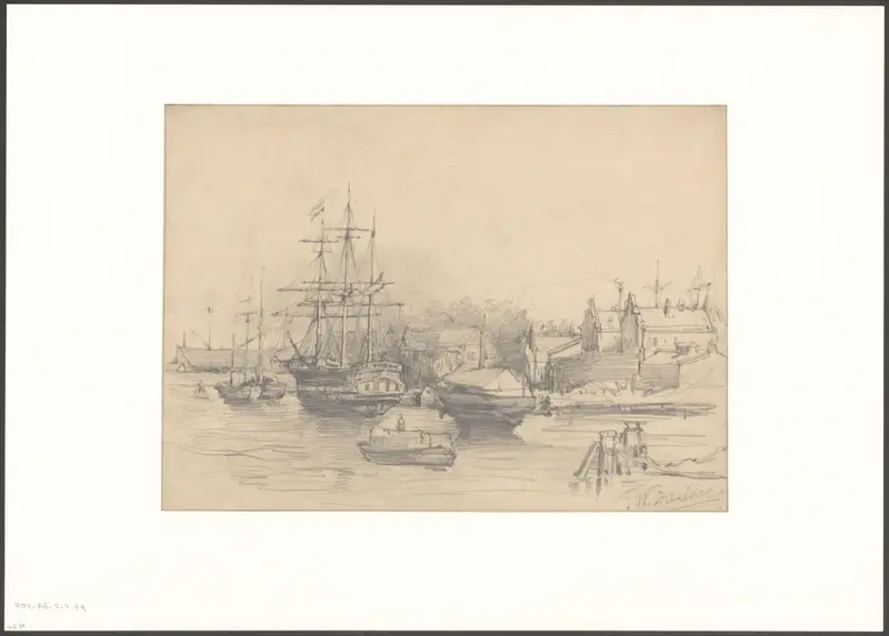 Gezicht op de Westerdok en scheepswerf De Nachtegaal aan de Grote Bickersstraat Wall Art by Unknown - High-Resolution Digital Print