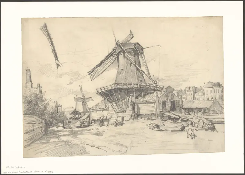 Gezicht op de Zaagmolensloot, gezien naar molen De Ruiter Wall Art by Frederik Willem Zürcher - High-Resolution Digital Print
