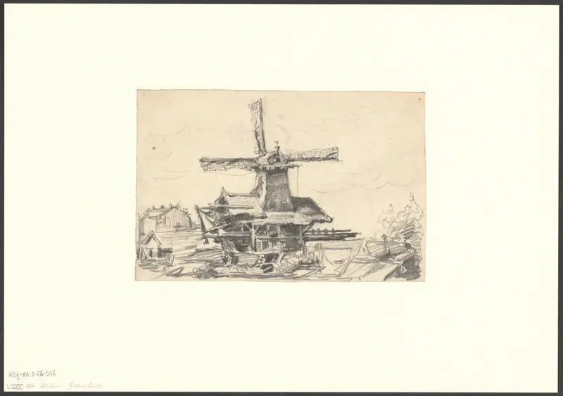 Gezicht op de Zaagmolensloot met molen Bouwlust Wall Art by Unknown - High-Resolution Digital Print