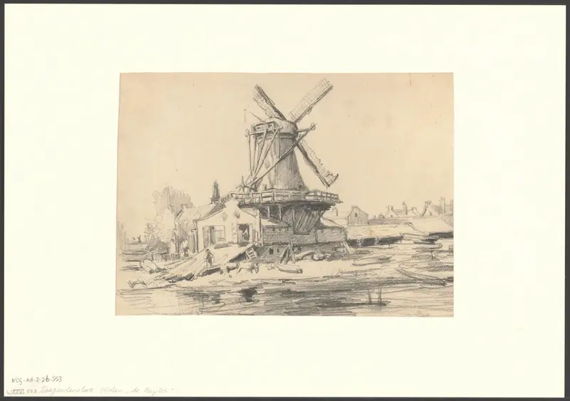 Gezicht op de Zaagmolensloot met molen De Ruiter Wall Art by Unknown - High-Resolution Digital Print