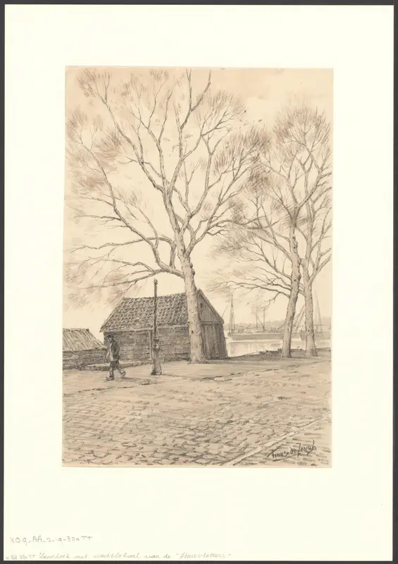 Gezicht op de Zandhoek met wachtlokaal van de houtvlotters Wall Art by Unknown - High-Resolution Digital Print