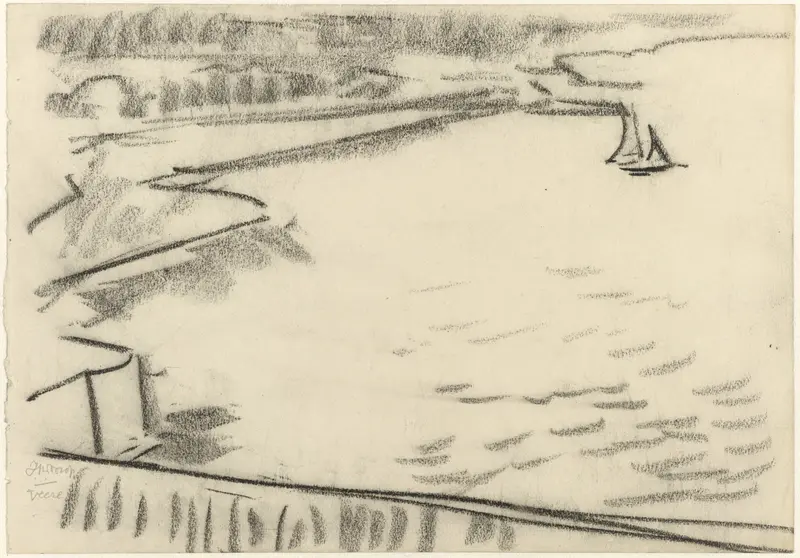Gezicht op de zee vanaf de kade te Veere Wall Art by Jan Toorop - High-Resolution Digital Print