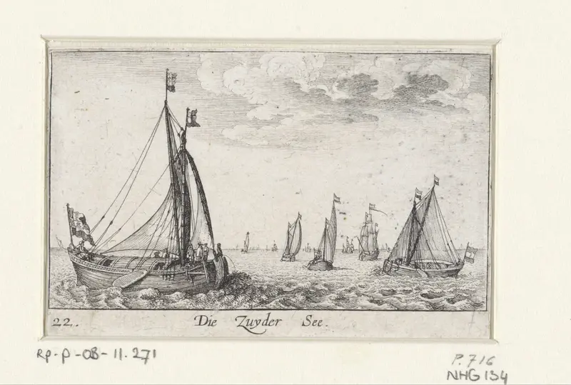 Gezicht op de Zuiderzee met zeilschepen Wall Art by Wenceslaus Hollar - High-Resolution Digital Print