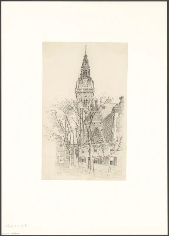 Gezicht op de zuidzijde van de Oude Kerk met de toren Wall Art by Unknown - High-Resolution Digital Print