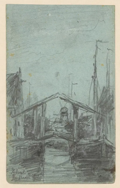 Gezicht op Dordrecht met ophaalbrug Wall Art by Unknown - High-Resolution Digital Print