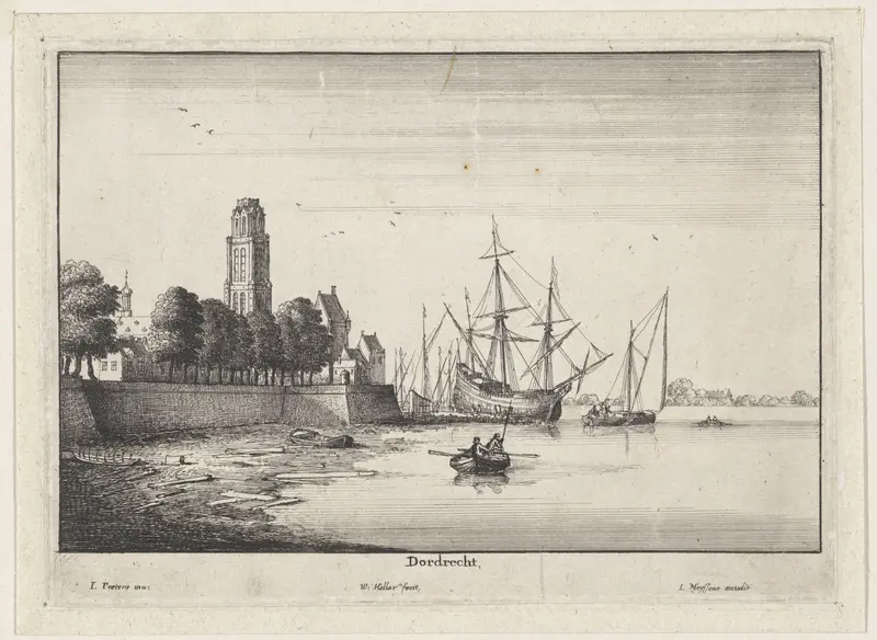 Gezicht op Dordrecht met schepen Wall Art by Unknown - High-Resolution Digital Print