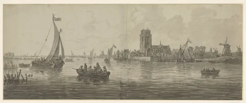 Gezicht op Dordrecht uit het zuid-westen Wall Art by Jacob van Strij - High-Resolution Digital Print