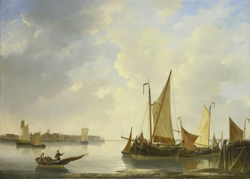 Gezicht op Dordrecht vanaf Papendrecht Wall Art by Christiaan Lodewijk Willem Dreibholtz - High-Resolution Digital Print