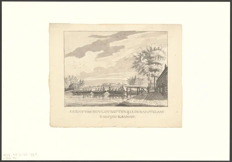 Gezicht op een batterij op de Amstel aan de Kalfjeslaan Wall Art by anonymous - High-Resolution Digital Print