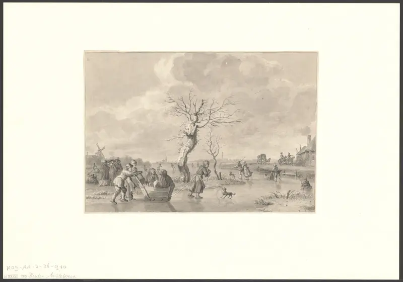 Gezicht op een bevroren rivier te Amstelveen Wall Art by anonymous - High-Resolution Digital Print