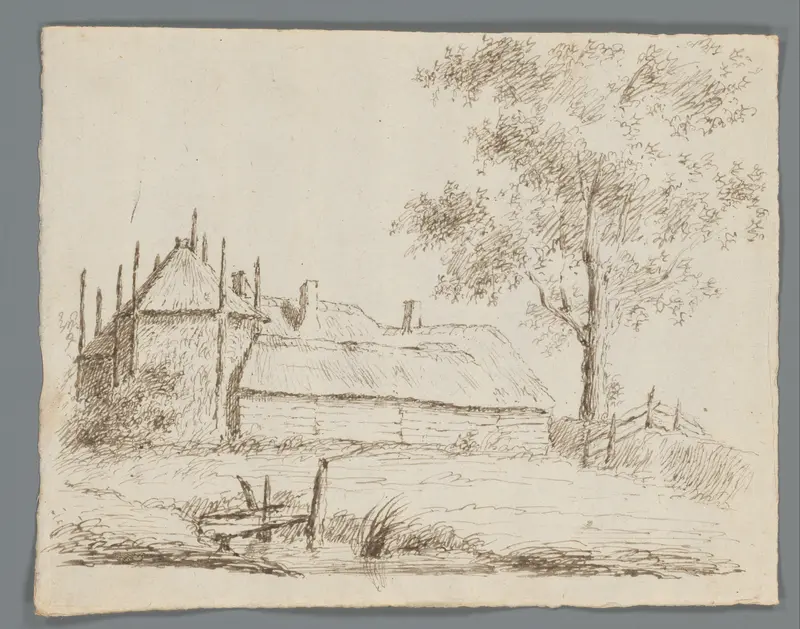 Gezicht op een boerderij met hooischuur Wall Art by Unknown - High-Resolution Digital Print