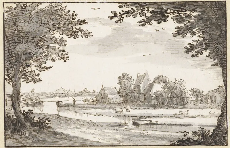 Gezicht op een boerderij Wall Art by Claes Jansz. Visscher (II) - High-Resolution Digital Print
