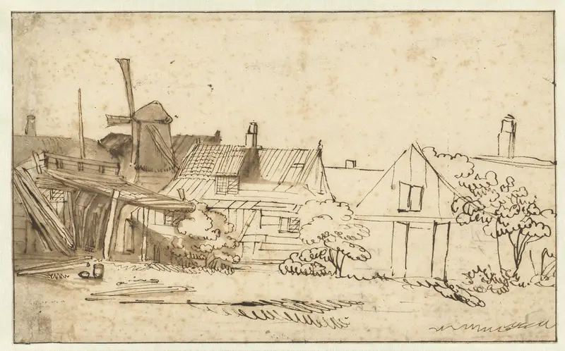 Gezicht op een boerenwoning met een molen Wall Art by Anthonie van Borssom - High-Resolution Digital Print