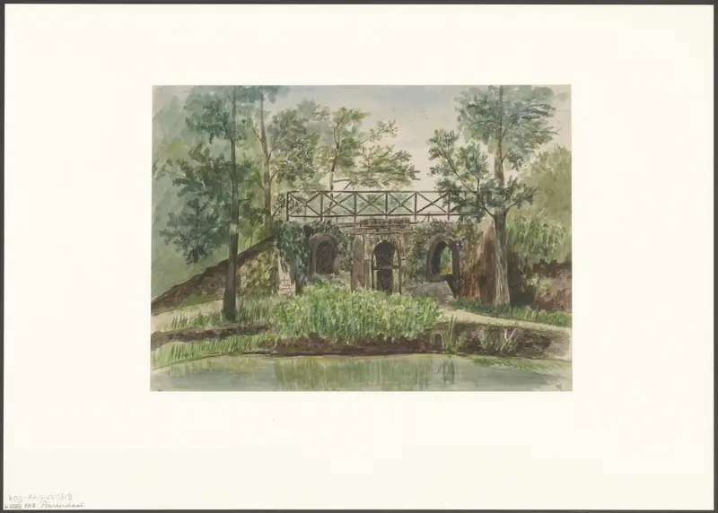 Gezicht op een brug bij park Frankendael Wall Art by Unknown - High-Resolution Digital Print