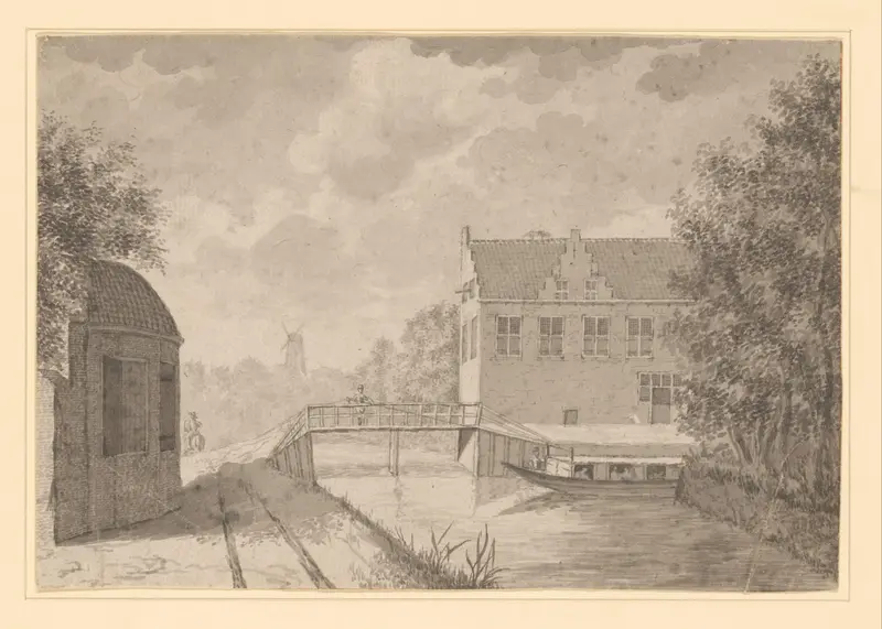 Gezicht op een brug over de trekvaart tussen Leiden en Den Haag Wall Art by anonymous - High-Resolution Digital Print