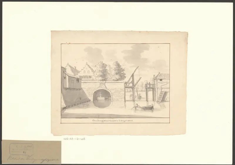 Gezicht op een brug over het Singel naast de Heiligewegspoort Wall Art by anonymous - High-Resolution Digital Print