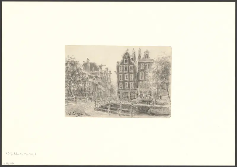 Gezicht op een brug over het Singel voor de Oude Spiegelstraat Wall Art by Unknown - High-Resolution Digital Print