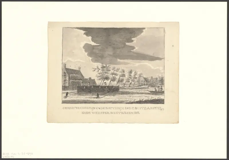 Gezicht op een drijvende batterij in de Amstel Wall Art by anonymous - High-Resolution Digital Print