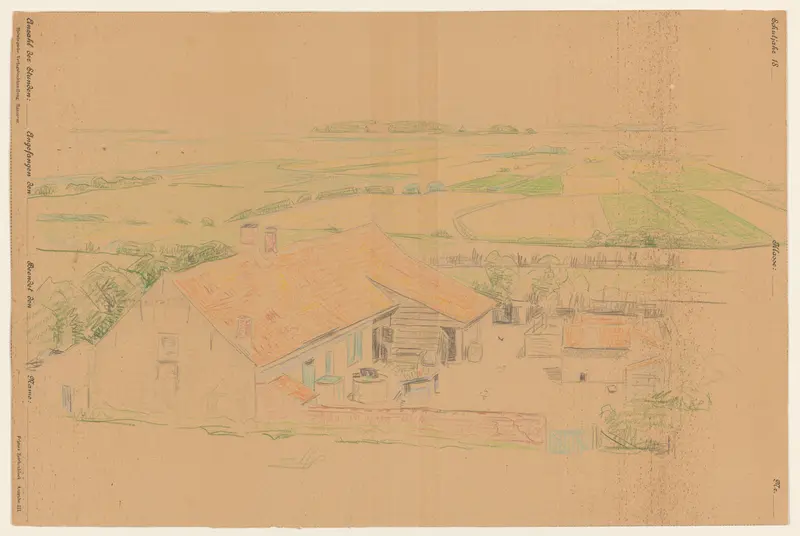 Gezicht op een erf van een boerderij en oude landerijen bij Zoutelande Wall Art by Ferdinand Hart Nibbrig - High-Resolution Digital Print