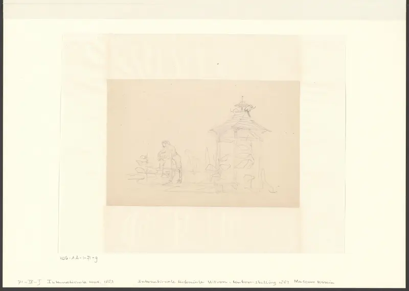 Gezicht op een figuur op de Koloniale Afdeling van de Internationale Koloniale en Uitvoerhandel Tentoonstelling te Amsterdam van 1883 Wall Art by Unknown - High-Resolution Digital Print