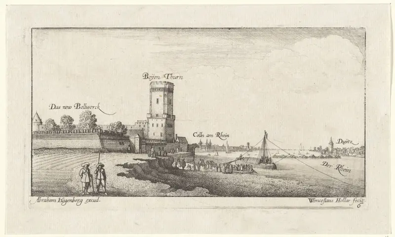 Gezicht op een fort aan de Rijn nabij Keulen Wall Art by Unknown - High-Resolution Digital Print