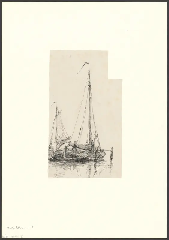 Gezicht op een gemeerde tjalk op het IJ Wall Art by Unknown - High-Resolution Digital Print