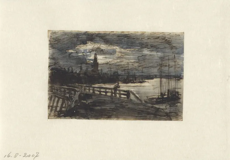 Gezicht op een gracht in een stad Wall Art by Coen Metzelaar - High-Resolution Digital Print