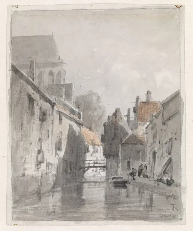 Gezicht op een grachtje in Gouda Wall Art by Adrianus Eversen - High-Resolution Digital Print