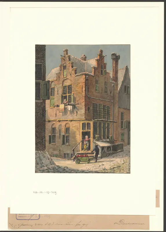 Gezicht op een hoekpand met trapgevels aan de Driehoekstraat Wall Art by anonymous - High-Resolution Digital Print