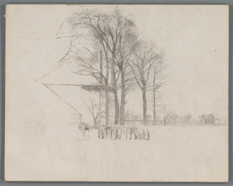 Gezicht op een hooischuur en bomen Wall Art by Gerrit Willem Dijsselhof - High-Resolution Digital Print