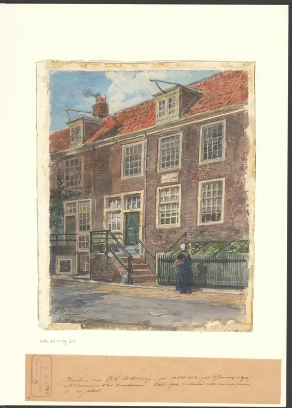 Gezicht op een huis met gevelsteen van P.H. Witkamp aan de Nieuwe Looiersstraat 61 Wall Art by Unknown - High-Resolution Digital Print