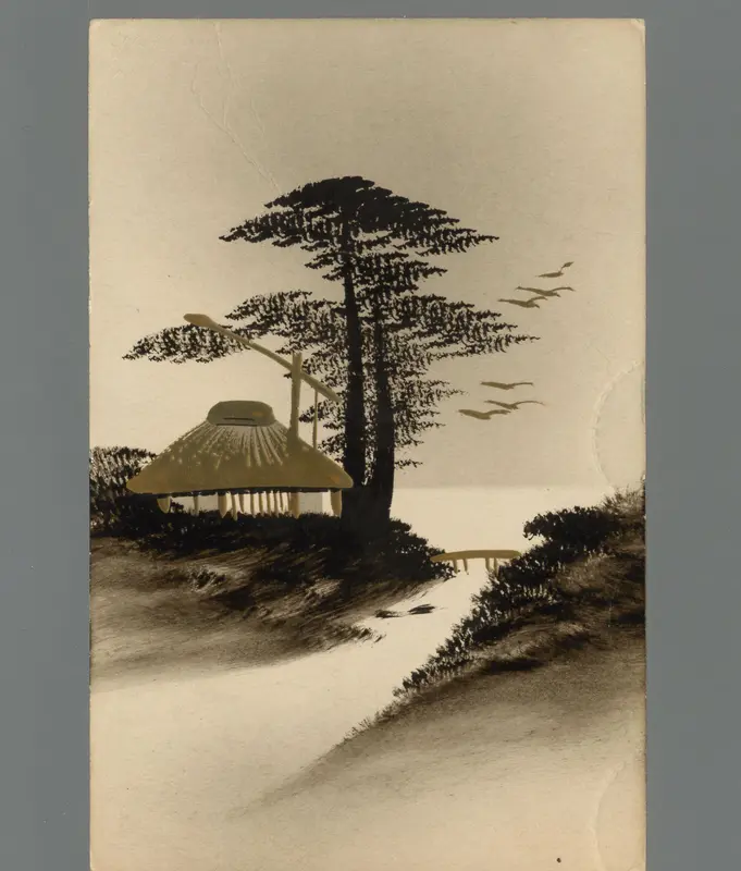 Gezicht op een Japans huis met brug Wall Art by anonymous - High-Resolution Digital Print