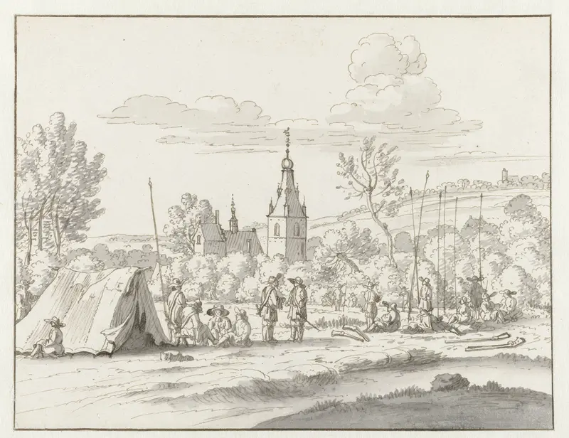 Gezicht op een kampement van het leger van Willem III bij Binche, Henegouwen Wall Art by Josua de Grave - High-Resolution Digital Print