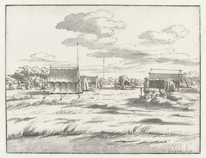 Gezicht op een kampement van het leger van Willem III bij Leuven Wall Art by Josua de Grave - High-Resolution Digital Print